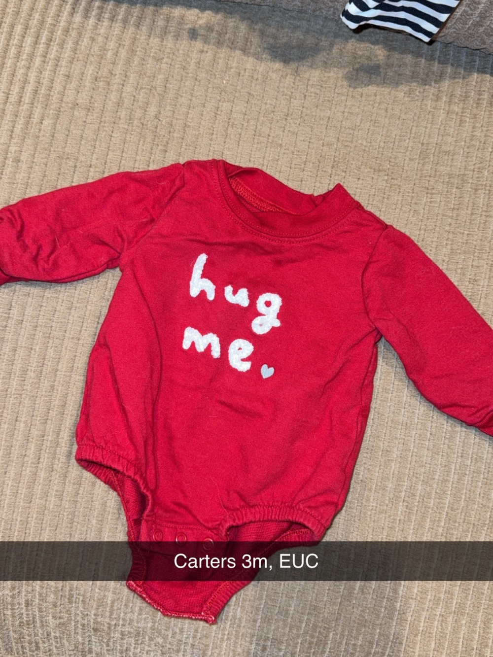 Carter's Red 'hug me' Long Sleeve One-Piece Bodysuit